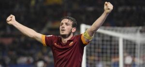 Roma's forward Alessandro Florenzi celebrates after the goal scored by Adem Ljaic during the Italian Serie A soccer match at Olimpico Stadium in Rome, 6 December 2014. ANSA/ PRES OFFICE/ AS ROMA/ LUCIANO ROSSI ++ NO SALES EDITORIAL USE ONLY ++