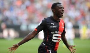 Rennes' Cameroonese forward Paul-Georges Ntep de Madiba reacts after his team scored during the French L1 football match between Stade Rennais FC and Paris Saint-Germain (PSG), on September 13, 2014, at the Route de Lorient Stadium, in Rennes, western France. AFP PHOTO / JEAN-FRANCOIS MONIER (Photo credit should read JEAN-FRANCOIS MONIER/AFP/Getty Images)