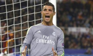 Football Soccer - AS Roma v Real Madrid - UEFA Champions League Round of 16 First Leg - Olympic stadium, Rome, Italy - 17/2/16 Real Madrid's Cristiano Ronaldo reacts during the match against AS Roma. REUTERS/Alessandro Bianchi - RTX27FE7