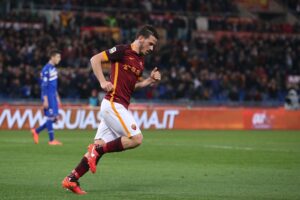 Roma's Alessandro Florenzi jubilates after scoring the first goal of the Italian Serie A soccer match AS Roma vs UC Sampdoria at Olimpico stadium in Rome, Italy, 07 February 2016. ANSA/ALESSANDRO DI MEO