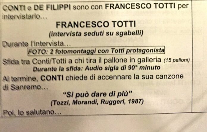 SCALETTA TOTTI SANREMO