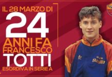 La Roma celebra l’esordio di Totti in Serie A