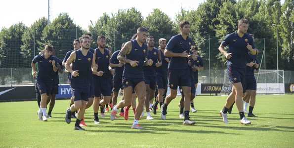 AS Roma, seduta di allenamento mattuttina al Centro sportivo di Trigoria