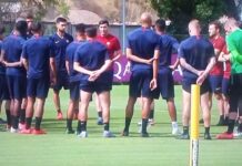 RITIRO AS ROMA – Squadra in campo per il primo allenamento. Fonseca parla alla squadra, poi via alla seduta (FOTO-VIDEO)