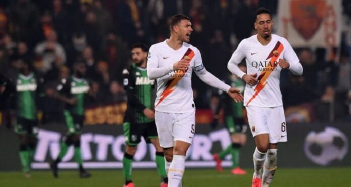 dzeko smalling sassuolo-roma